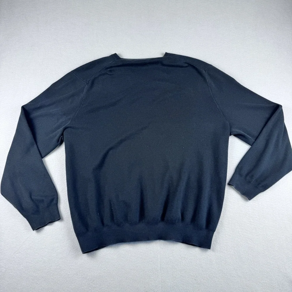 Vintage Polo Ralph Lauren Pima Cotton Sweater Men XXL Black V-Neck Pullover